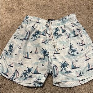 Men's Sailboat Print Swim Shorts - Light Blue